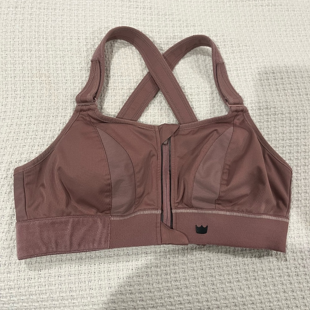 SHEFIT Front-Zip Performance Sports Bra in Dusty Rose